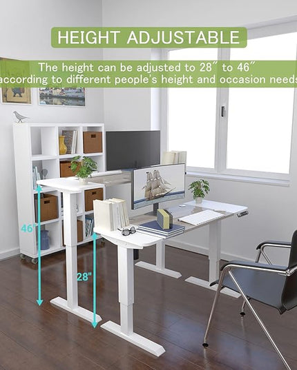 Standing Desk Adjustable Height Desk,63x30Inches, Stand Up Desk Table for Home Office, Home Office Computer Desk,Memory Preset,Height adjustments from 28" to 46" White&Oak - LeafyLoom