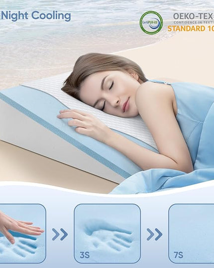 Wedge Pillow with Removable Washable Cover, 2024 New 7.5'' Bed Wedge Pillow for Sleep Apnea, Acid Reflux, Heartburn, GERD, Neck Pain, Cooling Memory Foam Top Incline Pillow for Improved Sleep - LeafyLoom