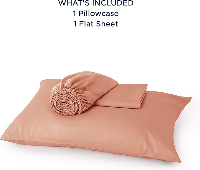 Bedsure Twin XL Sheet Set Dorm Bedding, Cooling Sheets Twin Extra Long Sheets, Rayon Derived from Bamboo, Deep Pocket Up to 16", Hotel Luxury Silky Bedding Sheets & Pillowcases, Coral - LeafyLoom