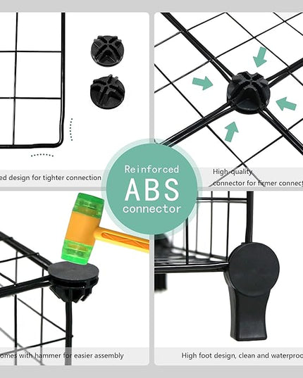 Wolizom Wire Cube Storage, Metal Grids Shelves Bookshelf, Stackable Modular Shelving Organizer, DIY Closet Bookcase Bookshelf, Grid Storage Shelf for Bedroom, Living Room, Office (Black, 3+6 Cube) - LeafyLoom