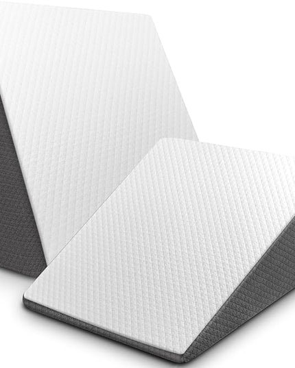 Wedge Pillow for Sleeping, 10 Inch Bed Wedge Pillow for Headboard, Wedge Pillow for Acid Reflux, After Surgery, Snoring, Cooling Memory Foam Top Triangle Pillow Wedge, Removable Cover - LeafyLoom