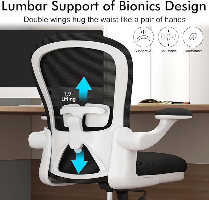 Ergonomic Home Office Desk Chairs Comfy Computer Gaming Chairs Mesh Arm Swivel Chairs of Adults for Home Office Bedroom(White) - LeafyLoom