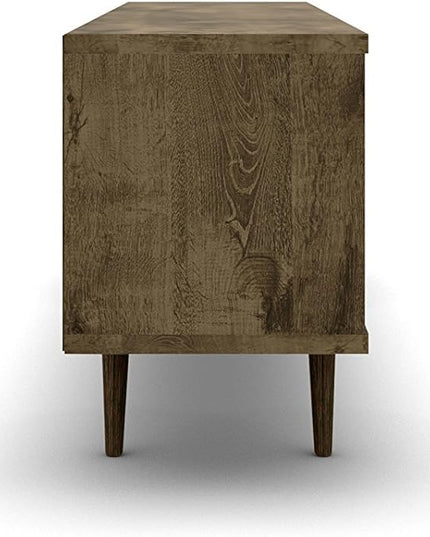 Manhattan Comfort Liberty Mid Century Modern TV Stand for Televisions up to 60 Inches, Bedroom and Living Room Entertainment Center with Storage, Shelves, and Cabinet, 63" Wide, Rustic Brown/White - LeafyLoom
