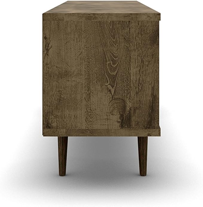 Manhattan Comfort Liberty Mid Century Modern TV Stand for Televisions up to 60 Inches, Bedroom and Living Room Entertainment Center with Storage, Shelves, and Cabinet, 63" Wide, Rustic Brown/White - LeafyLoom
