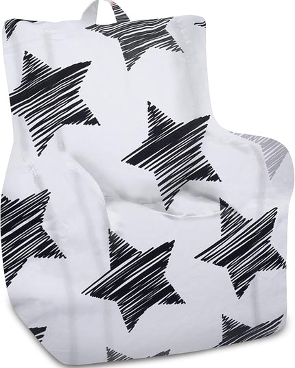 Posh Creations Structured Comfy Bean Bag Chair for Gaming, Reading, and Watching TV, Pasadena Chair, Canvas - Sketchy Stars - LeafyLoom