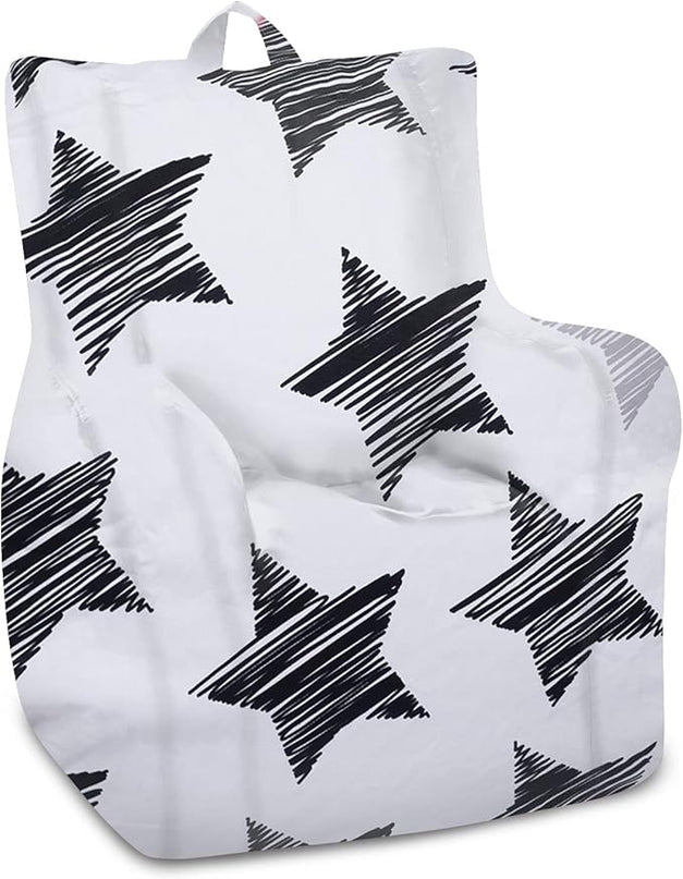 Posh Creations Structured Comfy Bean Bag Chair for Gaming, Reading, and Watching TV, Pasadena Chair, Canvas - Sketchy Stars - LeafyLoom