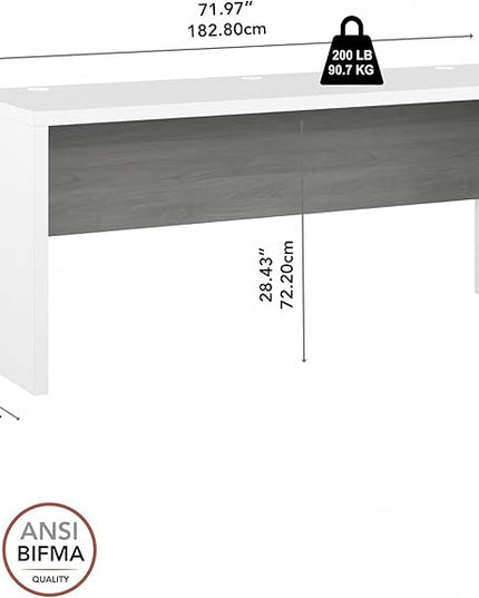 Bush Business Furniture Echo Computer Desk, 72W, Pure White and Shiplap Gray - LeafyLoom