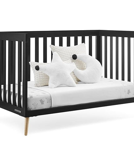 Delta Children Essex 4-in-1 Convertible Baby Crib, Ebony with Natural Legs - LeafyLoom
