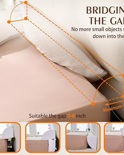 Bed Wedge Pillow for Headboard Gap Bed Mattress Gap Filler (0-8'') Memory Foam Bed Crack Headboard Pillow Stopper to Close The Gap Between Headboard Wall and Mattress Space Filler Queen - LeafyLoom