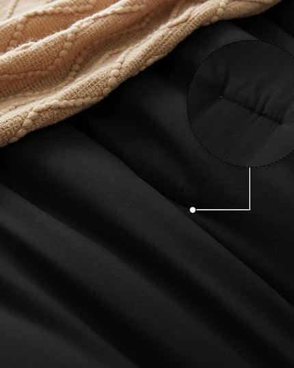 Queen Bed in a Bag 7 Pieces Bedding Comforter Set with Comforter and Sheets Black Queen Bed Set with Sheets,Pillow Shams, Flat Sheet, Fitted Sheet and Pillowcases - LeafyLoom