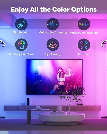 Upgraded RGBCW Floor Lamp, Bright Color Changing RGB Standing Lamp, Modern Stepless Dimmable LED Tall Lamp with Remote Control, 20W 3000-6000K Floor Lamps for Living Room, Bedroom, Office - LeafyLoom