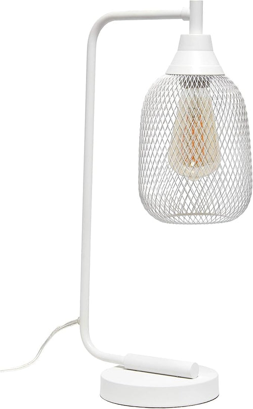 Elegant Designs LD1060-WHT Mesh Wire Table Lamp, Matte White - LeafyLoom