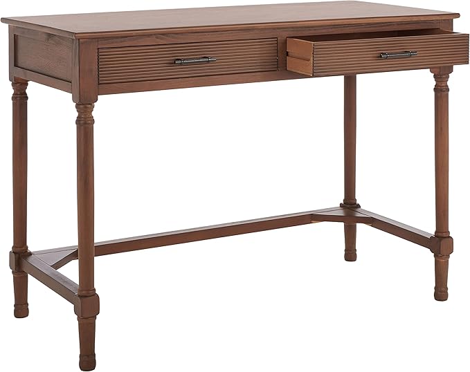 SAFAVIEH Home Collection Mckinlee Distressed White 2-Drawer Computer Office Desk Table DSK5704C, Brown - LeafyLoom