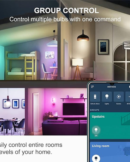 Sengled Alexa Light Bulbs, 75W Equivalent, S1 Auto Pairing with Alexa Devices, Smart Light Bulb that Work with Alexa, Bluetooth Mesh Smart Home Lighting, ‎Multicolor Dimmable, No Hub Required,4-Pack Sengled