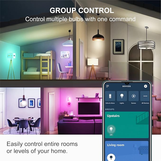 Sengled Alexa Light Bulbs, 75W Equivalent, S1 Auto Pairing with Alexa Devices, Smart Light Bulb that Work with Alexa, Bluetooth Mesh Smart Home Lighting, ‎Multicolor Dimmable, No Hub Required,4-Pack Sengled