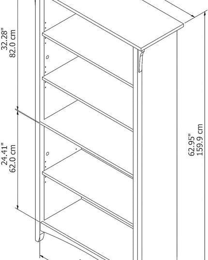 Bush Furniture Salinas 5 Shelf Bookcase, Tall Bookshelf for Living Room and Home Office - LeafyLoom