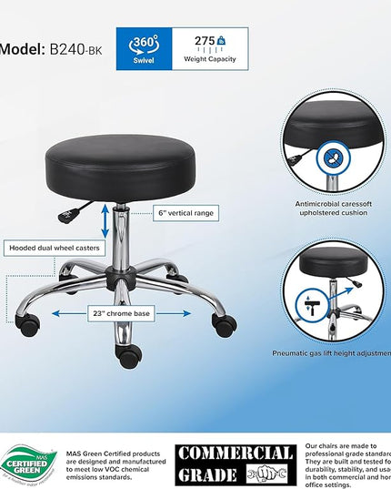 Boss Office Products Be Well Medical Spa Stool in Black - LeafyLoom