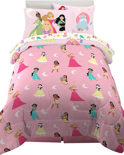 Franco Kids Bedding Super Soft Comforter and Sheet Set with Sham, 5 Piece Twin Size, Disney Princess - LeafyLoom