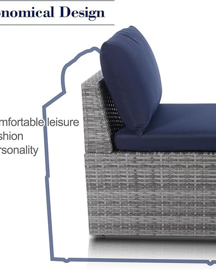 BACKYARD EXPRESSIONS PATIO · HOME · GARDEN w Backyard Expressions 2 Pc. Outdoor Conversation Chair Set with Storage and Ottoman, 250lb Weight Capacity, Navy Blue/Grey Wicker - LeafyLoom