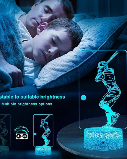 Baseball Light,Baseball Bedside Lamp 7 Colors Change + Remote Control with Timer Night Light Optical Illusion Lamps for Gift Ideas for Boys or Kids - LeafyLoom