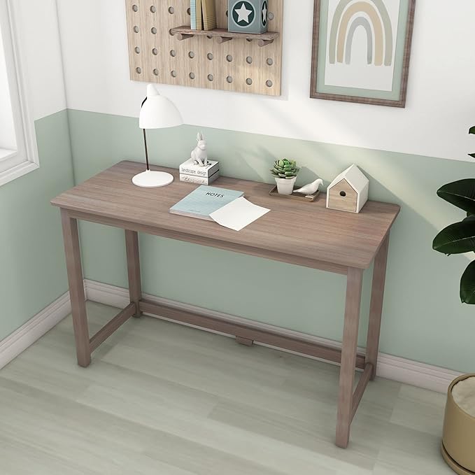 Max & Lily Solid Wood Desk, 47 Inches, Clay - LeafyLoom