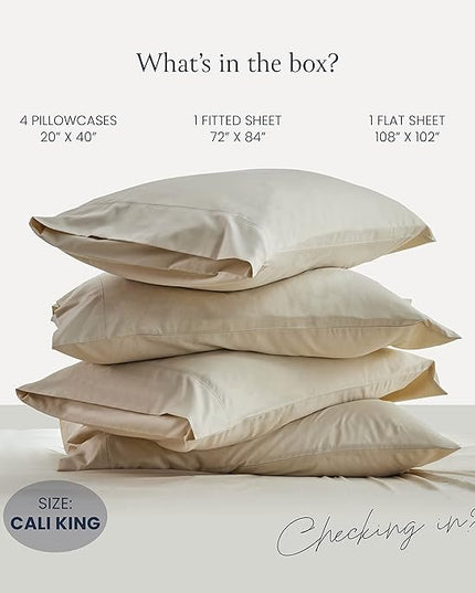 BELADOR Silky Soft Cali King Sheet Set - Luxury 6 Piece Bed Sheets for California King Size Bed Secure-Fit Deep Pocket Sheets with Elastic, Breathable Hotel Sheets & Pillowcase Set, Wrinkle Free - LeafyLoom