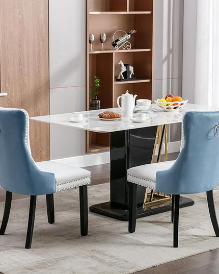 NicBex Haerin-SD-00106-LWJ Dining Chairs, 25.5"x19.7"x37.5", White and Blue - LeafyLoom
