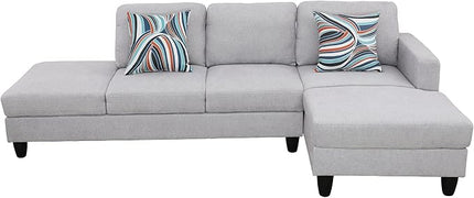 2-Piece L-Shaped Sectional Couches, Lounge, Modular Sofas for Home Office Apartment, Large Living Room Furniture Left Hand Facing, 2pcs 101.5'' Recliner+55.5'' Chaise(Right), Grey White Lint - LeafyLoom