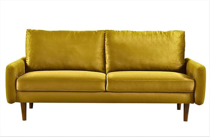 US Pride Furniture Kent Modern Velvet Sofa, Comfortable 3 Seater Couch for Living Rooms and Small Spaces, Ideal Studio Apartment Furniture with Sleek Design, Greenish Yellow - LeafyLoom