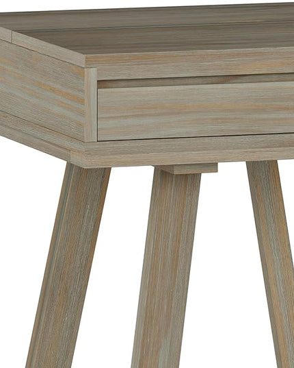 SIMPLIHOME Bowman SOLID WOOD Modern Industrial 54 Inch Wide Flip Up Desk in Distressed Grey, For the Office Desk, Writing Table, Workstation and Study Table - LeafyLoom