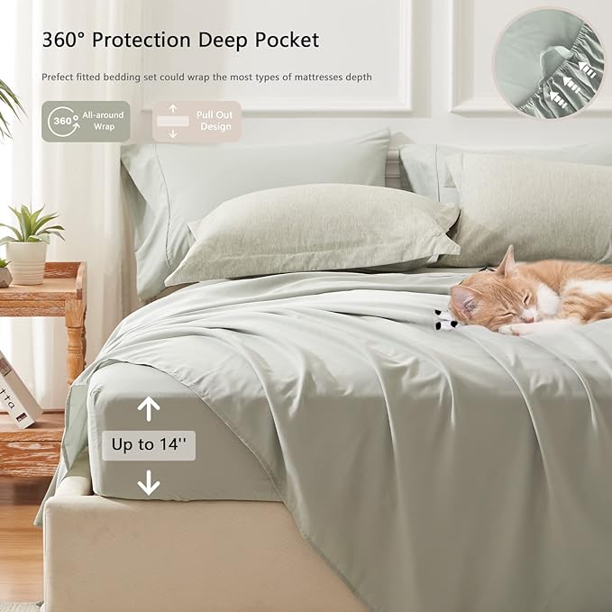 UNILIBRA Bed in a Bag Twin Size 5 Pieces - Sage Green Twin Comforter Set Soft for All Seasons - Cationic Dyeing Bedding Comforter Sets with Comforter, Flat Sheet, Fitted Sheet, Pillowcases & Shams - LeafyLoom