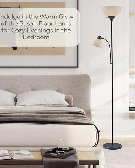 LIGHTACCENTS Adjustable Black Floor Lamp, 72'', Reading Light, Modern Style, Tall Lamp for Living Room, Bedroom, Office - LeafyLoom