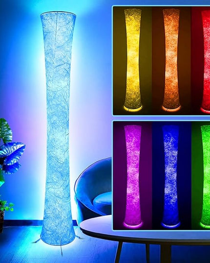 Floor Lamp, RGB Color Changing, Smart Control Music Sync with Fabric Shade, Standing Lamp for Living Room Bedroom Game Room, 62 inch - LeafyLoom