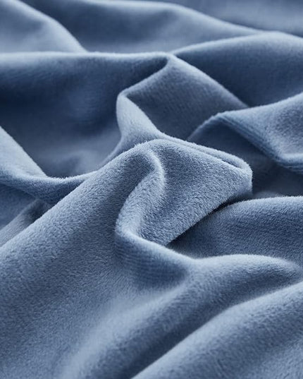 Wellboo Blue Velvet Comforters King Size Women Men Solid Lake Blue Fluffy Bedding Cotton Modern Plain Haze Blue Flannel Quilts Warm Winter Micromink Sherpa Blankets Aesthetic Plush Luxury Dorm Bed - LeafyLoom