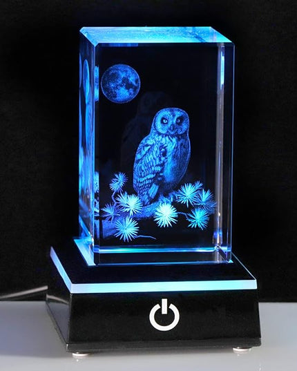 Qianwei Owl Gifts for Women Girls Home Decorations, 3D Crystal Owl Figurines Stuff Gifts for Owl Lovers Mom kids Men Her Statue Paperweight Birthday for Best Friend Kids, Keepsake&Paperweight - LeafyLoom