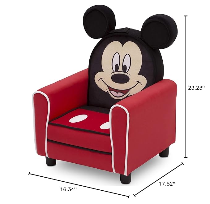 Delta Children Figural Upholstered Kids Chair, Wood ,Disney Mickey Mouse - LeafyLoom