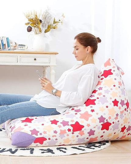 Aubliss Stuffed Animal Storage Bean Bag Chair Cover, 50"x 35" Extra Large Bean Bags for Kids & Adults, Beanbag Toy Storage for Boys Girls - Premium Cotton Canvas Nata - LeafyLoom
