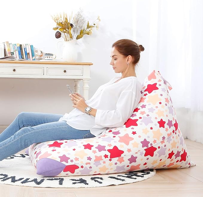 Aubliss Stuffed Animal Storage Bean Bag Chair Cover, 50"x 35" Extra Large Bean Bags for Kids & Adults, Beanbag Toy Storage for Boys Girls - Premium Cotton Canvas Nata - LeafyLoom