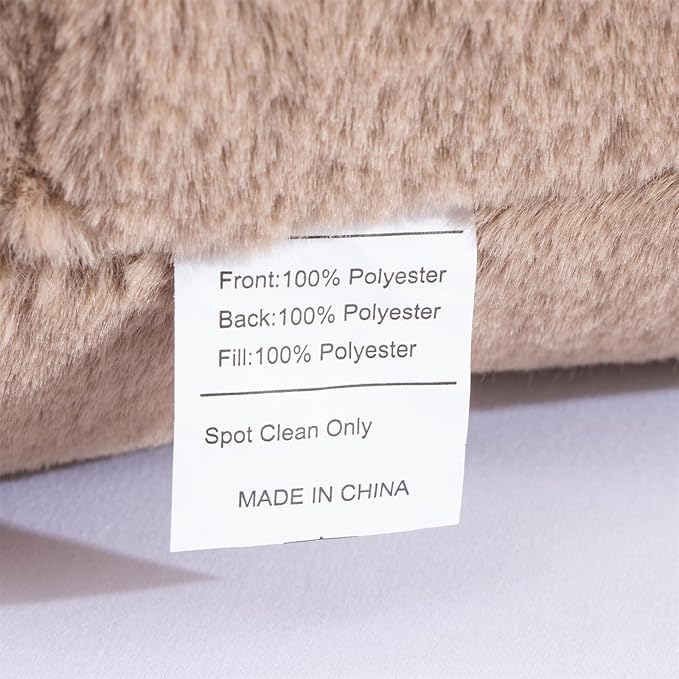 A Nice Night Faux Fur Reading Pillow Bed Wedge Large Adult Children Backrest with Arms Back Support for Sitting Up in Bed/Couch for Bedrest,Khaki - LeafyLoom