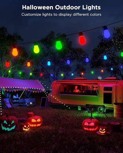Govee Smart Outdoor String Lights H7021, RGBIC Warm White 96ft (2 Ropes of 48ft) LED Bulbs for Halloween Decorations, Christmas, WiFi Patio Lights Work with Alexa, Google, APP Control, IP65 Waterproof Govee