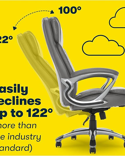 Serta Fairbanks Big and Tall High Back Executive Office Ergonomic Gaming Computer Chair with Layered Body Pillows, Contoured Lumbar Zone, Gray - LeafyLoom
