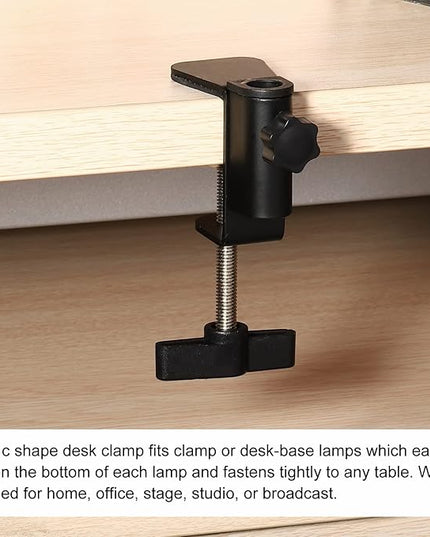 PATIKIL 0.49" Hole Dia. Desk Clamp, 2 Pcs Universal C-Clamp Base with Adjustable Screw for Microphone Mic Arm Table Lamp Mount Holder, White - LeafyLoom