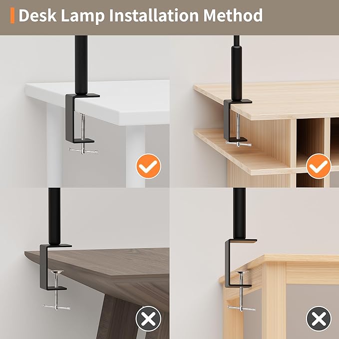 Desk Lamp, 3 Colors Stepless Dimming LED Desk Lamps for Home Office Adjustable Memory Desk Light with Clamp Touch Control Office Lamp Eye Caring Computer Light for Working Sewing(Black) - LeafyLoom
