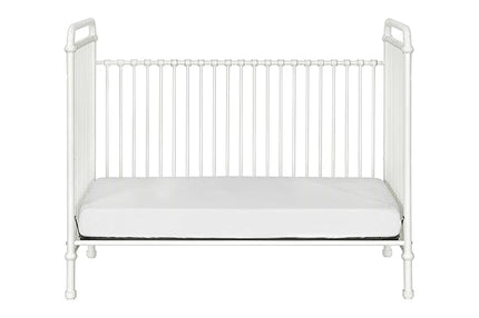 Namesake Abigail 3-in-1 Convertible Metal Crib in Washed White, Greenguard Gold Certified - LeafyLoom