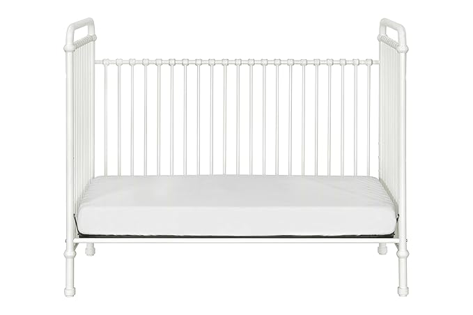 Namesake Abigail 3-in-1 Convertible Metal Crib in Washed White, Greenguard Gold Certified - LeafyLoom