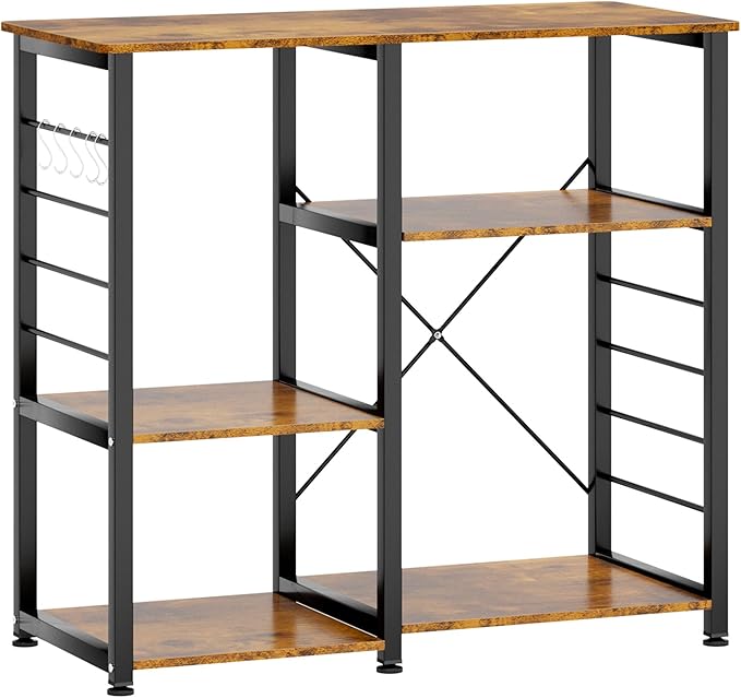 soges Kitchen Standing Baker's Rack, Utility Microwave Oven Stand, Multi-layers Kitchen Storage Cart Workstation Shelf, Coffee Cart, Rustic Brown - LeafyLoom