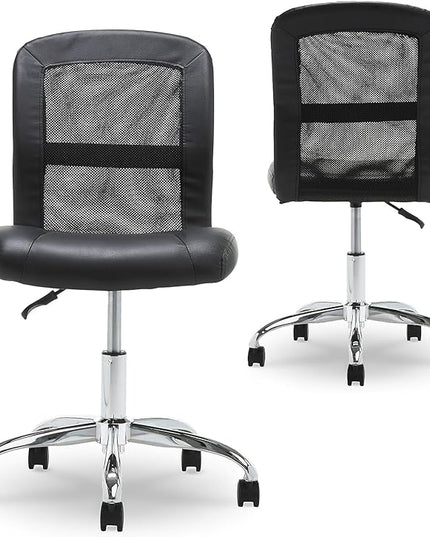 Serta Essential Armless Desk Chair Small TaskChair with Wheels, Breathable Mesh Back, SertaQuality Foam Cushion Seat for Comfort, Functional, Lightweight and Versatile, Task, Black - LeafyLoom