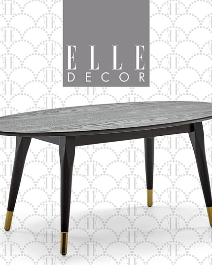 Elle Decor Clemintine Mid-Century Modern Living Room Furniture Collection, Oval Coffee Table, French Black - LeafyLoom