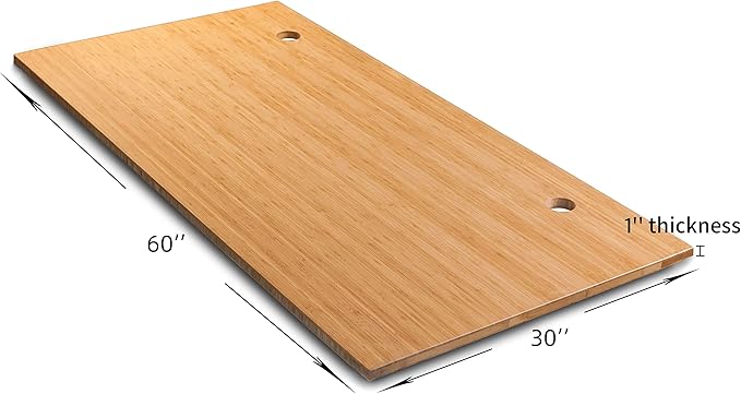 VWINDESK 60 x 30 x 1 Inch 100% Solid Bamboo Desk Table Top Only,for Standing Desk Home Office Desk with 60mm grommets(Right Angle) - LeafyLoom