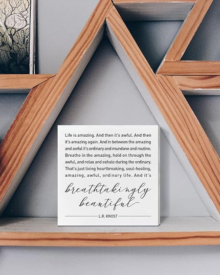 Home Office Desk Wooden Box Sign Decor, And It's Breathtakingly Beautiful, Inspirational Quotes Desk Decor Motivational Desk Decorations for Women Men Student Office Classroom School - LeafyLoom